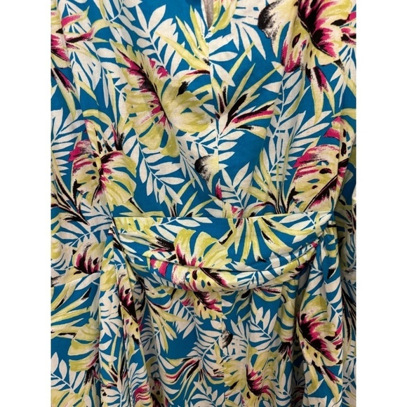 ANNE KLEIN Plus Size 2X Dress Tropical Floral V-Neck Sleeveless Linen Blend NWT - Picture 2 of 6